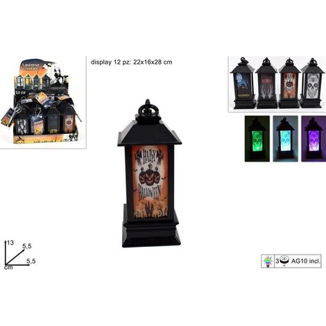 1 Pezzo Lanterna Decorativa Halloween Luminosa a Batteria 5,5 x 5,5 x 16 cm (1/2)