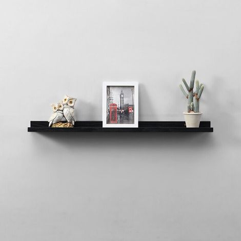 Set of 2 Shelf 80cm Wide Photo Shelves- Black