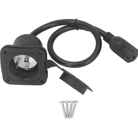 Connecteur secteur, 2 pôles, 3 fils, NEMA 5-15, connecteur à bride pour camping-car, 15 A, avec couvercle étanche (1/4)