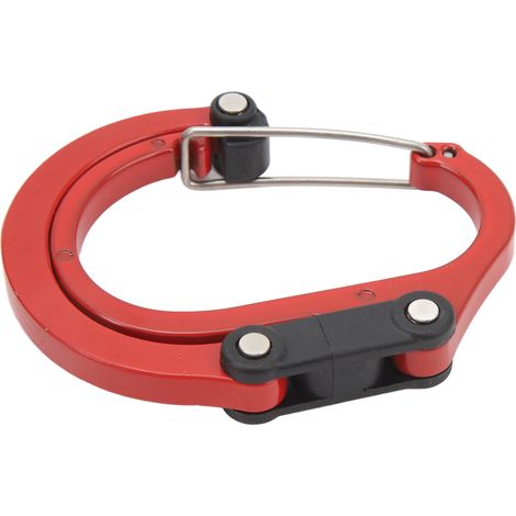 Mousqueton multifonction en alliage d'aluminium, taille M, style D, rouge, pour usage tactique en extérieur. (1/5)