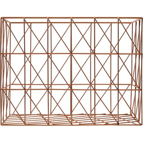 Premier Housewares Copper Finishing Rectangular Wire Basket Storage Solution For Pantry Kitchen Closet Bathroom Metal Basket With Contemporary Design 25 x 32 x 14