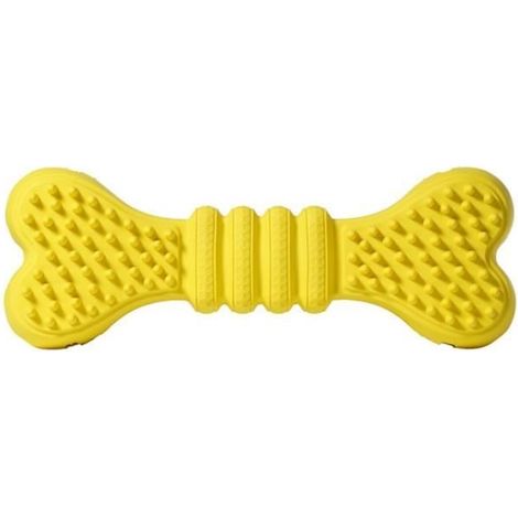 Jouet Pour Chien Animal Os Caoutchouc Jouet à Mâcher Brosse à Dents Mâcher Jaune (1/4)