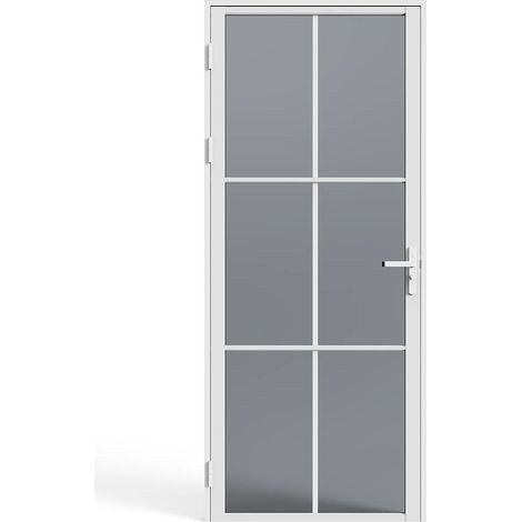 Blocco porta reversibile in Alluminio e vetro temperato Fumé - H204 x L73 cm - Bianco - SEROTO (1/5)