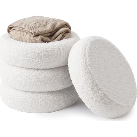 Relaxdays, puf cilíndrico Bubble, tapizado, para salón, asiento, espuma, (Al x An x Fon) 47 x 42 x 42 cm, blanco