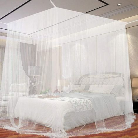 Moustiquaire, Moustiquaire de lit Grand Moustiquaire en Polyester pour Lits Simples et Doubles, Moustiquaire Baldaquin Intérieur et Extérieur - Blanc (1/5)
