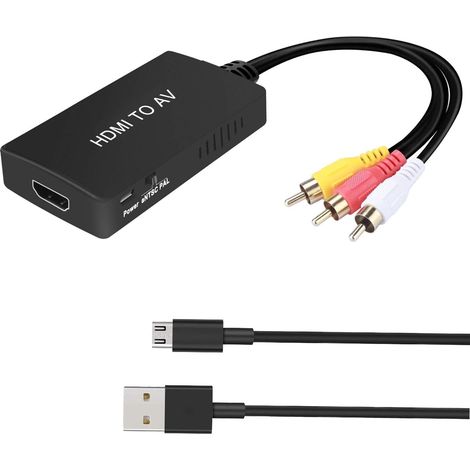 HDMI zu AV 3xRCA CVBS Composite-Videoadapter mit Audio, bis zu 1080p Auflösung, 1 Meter schwarz. (1/5)