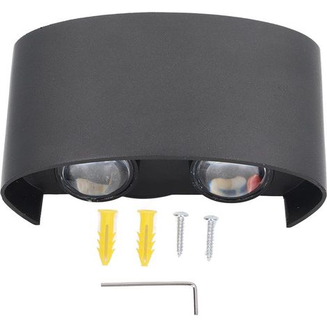 Applique murale LED 4W 3000K, chaude et étanche en aluminium, éclairage d'extérieur avec abat-jour diffus, clé hexagonale 85-265V (1/5)