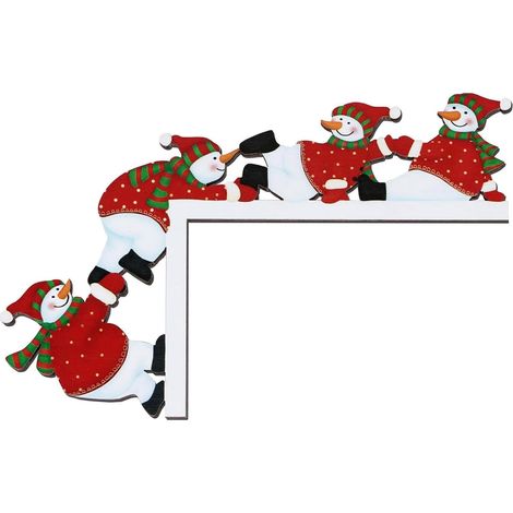 Weihnachts-Türaufsatz, décoration de Cadre de Porte, décor d'angle, décor en Bois Bonhomme de Neige de Noël pour Maison et intérieur, couvertures de poignées de Placard de Noël, Ornement de (1/5)