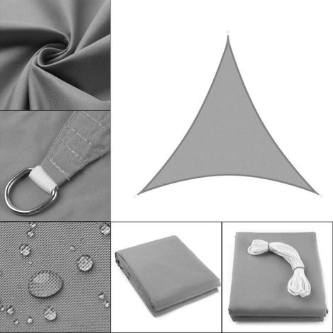 Auvent de voile d'ombrage 4x4x4m pour la protection solaire extérieure Jardin Patio Yard Party étanche Protection solaire Abri Auvent Voile Auvent 90% Bloc UV avec Corde Libre Triangle Gris (1/4)