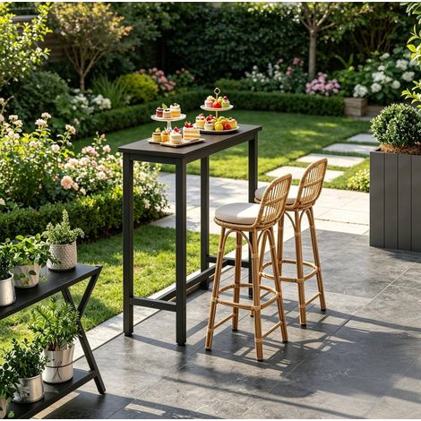 Tavolo bar in metallo e legno 40x100 cm OKMYHOME (1/5)