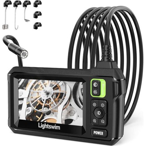 Caméra Industrielle,caméra d'égout endoscopique IPS 4,3", caméra Serpent étanche IP67 avec 8 lumières LED,câble Semi-Rigide de 5 m