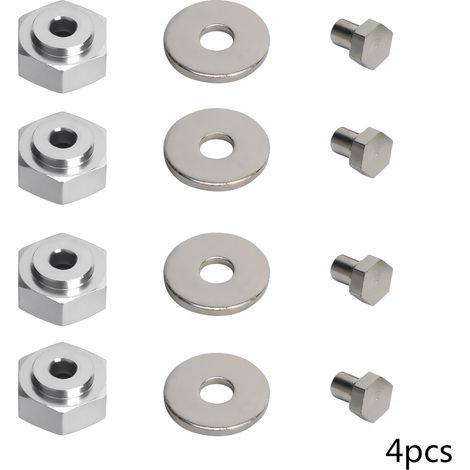 4 pièces adaptateur hexagonal 12mm à 17mm en alliage d'aluminium pour voiture RC 1/10 (argent) (1/5)