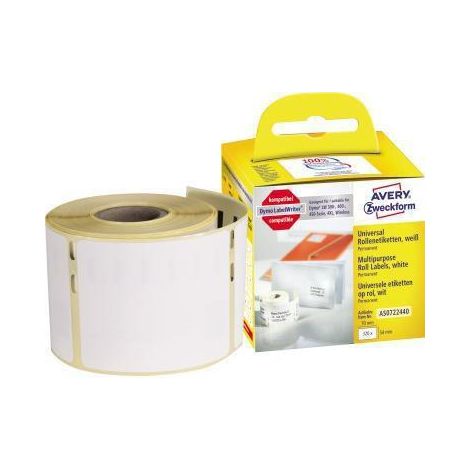 Avery Zweckform Papier adhésif permanent blanc 54 x 70 mm 320 étiquette(s) (1 rouleau(x) étiquettes (1/5)