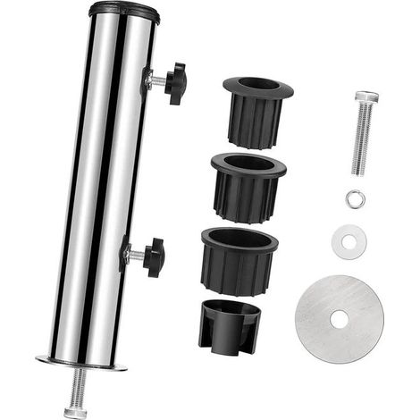 Piquet de parasol haut de gamme - Perceuse universelle en acier inoxydable pour parasol - Support de mât de parasol - Extérieur - Ancrage au sol argenté pour parasol (1/5)