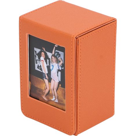 Boîte de rangement pour photos (50 feuilles) en PVC, grande capacité, format 7,6 cm (3 pouces), marron (1/5)