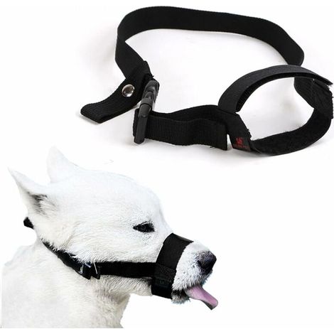 1 Muselière chien, Nylon réglable 18-24cm, Anti-aboiement souple, Petit moyen chien (1/5)