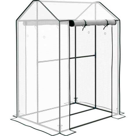 Serre à tomates blanche 100 x 80 x 150 cm, serre tunnel à double porte résistante au vent, idéale pour le jardin et le balcon – 1 pièce (1/5)