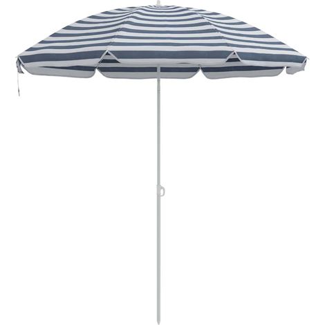Ombrellone da spiaggia rotondo moderno 263 x 263 x 272 cm portatile e resistente realizzato in poliestere blu 020056703