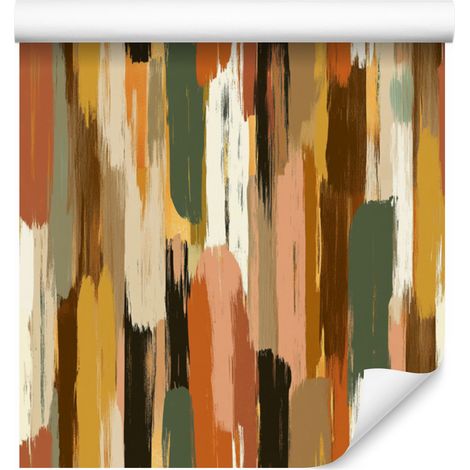 Carta da parati con pennellate oro e ocra per soggiorno e camera da letto, 50x1000 cm (1/5)