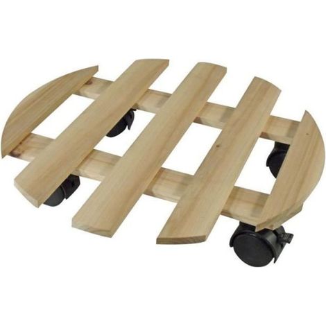 NATURE Tablette a roulettes pour plantes - Sapin - H7,4 x Ø35 cm (1/3)