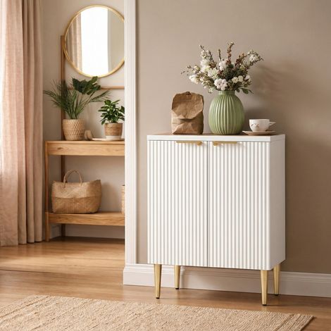 Buffet cuisine meuble de rangement avec 2 portes étagère réglable pieds métalliques surélevés 60 x 40 x 80 cm blanc (1/5)
