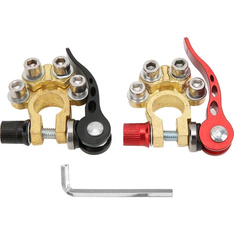 Schnellverschluss-Kabelbinder aus Messing – Set mit 2 Batterieklemmen (1/5)
