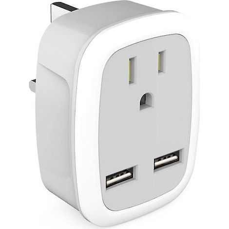 Adaptateur de voyage 3 en 1 avec 2 ports USB pour prises US, EU, Italie et Suisse. (1/4)