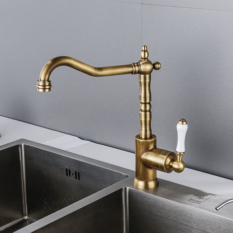 Retro kitchen faucet, 360° swivel single-lever faucet, bronze bathroom faucet. (1/5)