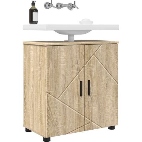 Meuble Lavabo Suspendu en Chêne Style Sonoma 61x35x64 cm - Meuble de Salle de Bain avec Rangements, Design Moderne et Compact (1/5)