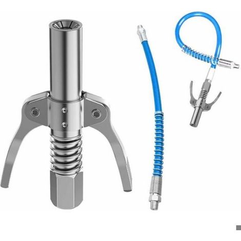 Coupleur G Pompe À Graisse - Acier Inoxydable - Connexion 1/8 NPT - Tuyau Flexible 30 mm - Compatible Pistolets Graisseurs Pneumatiques (1/4)