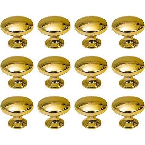Round Door Knobs, 30mm Drawer Knobs, Drawer Handles with Screws for Cabinet, Desk, Bedside Table, Bookcase, Furniture, 12pcs Gold (1/5)