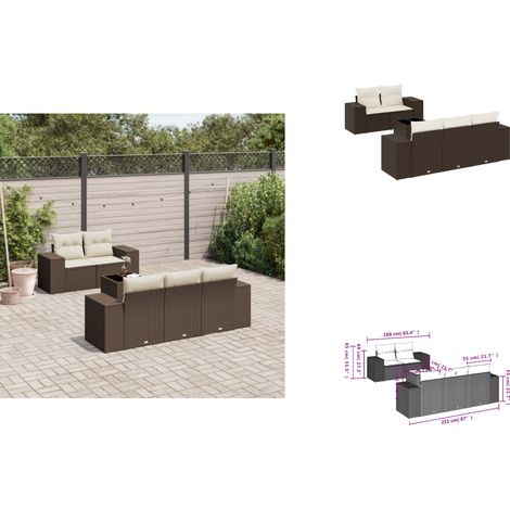 6-tlg. Garten-Sofagarnitur mit Kissen Braun Poly Rattan - Garten Sofagarnitur - Garten Sofagarnituren - Outdoor Sofagarnitur - Sofagarnitur Terrasse (1/3)