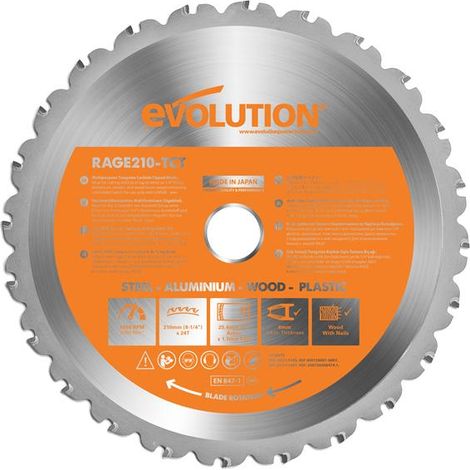 Evolution 210mm Multi-Material Mitre Saw Blade 25.4mm Bore 24T (1/6)