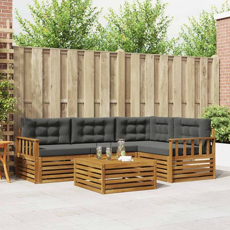 Outdoor-Sofagarnitur mit Kissen 5 pcs Natur und Anthrazit