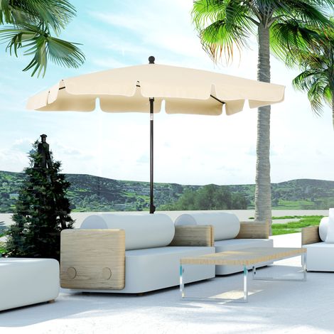 Ombrellone da Giardino Rettangolare e Regolabile con Palo in Alluminio, 2x1.3x2.5 m, Beige
