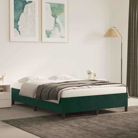 vidaXL Estructura cama sin colchón terciopelo verde oscuro 140x200 cm (1/5)