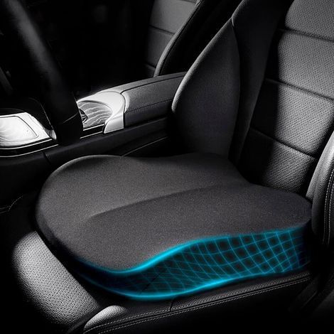 Coussin Voiture Conducteur, Coussin Orthopédique Siege Rehausseur Voiture Adulte, Portable Coussin de Auto Memoire de Forme, Coussin Coccyx Ergonomique pour Chaise, Bureau, Fauteuil,Noir(40.5X40.5X9CM (1/4)