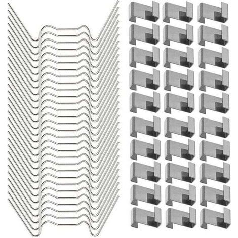 Packung mit 150 Befestigungsclips für Gewächshausverglasung, bestehend aus 75 W-förmigen und 75 Z-förmigen Clips