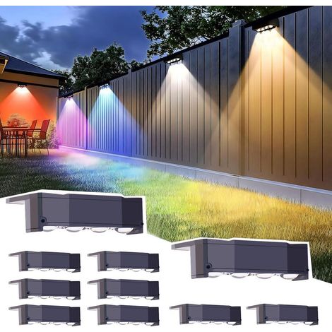 Applique Murale Exterieure Sans Fil Lampe Solaire,CCT Lampe Solaire Exterieur Jardin Up Down Réglable,IP65 Étanche Lumière Exterieur pour Clôture,Cour,Patio-4PCS (1/5)