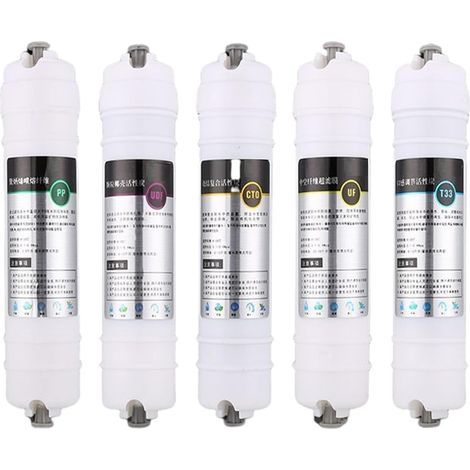 Ortviai Kit de 5 Filtres pour Purificateur d'Eau à Ultrafiltration - Système 5 Étapes avec PP, UDF, CTO, Membrane UF et T33 - Cartouches de Rechange 10 Pouces à Connexion Rapide (1/5)