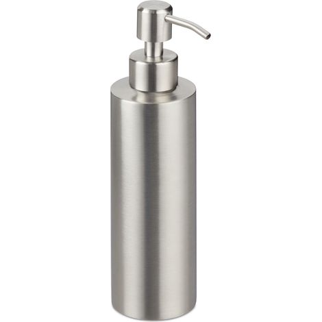 Dispensador de jabón práctico cocina baño 21 x 7 x 5,5 cm de acero inoxidable plateado 130008999 (1/5)