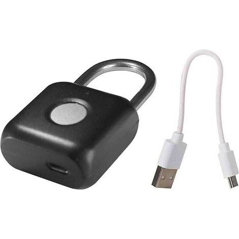 Cadenas à empreintes digitales, serrure intelligente rechargeable par USB, cadenas sans clé (1/4)