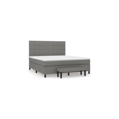 Sommier à lattes de lit avec matelas Gris foncé 160x200 Tissu (1/5)
