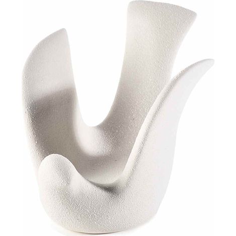 Portacandele a forma di colomba in porcellana bianca effetto ruvido, set da 2 pezzi, cm 17,5 x 13 x 15 H