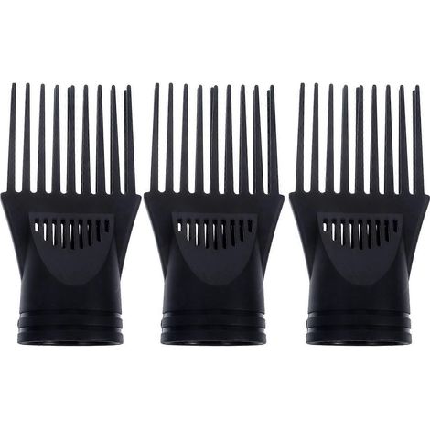 Ensemble de 3 peignes à air chaud résistants aux hautes températures pour sèche-cheveux, style professionnel, avec embout plat (noir)-13.00X7.00X5.00CM-Black