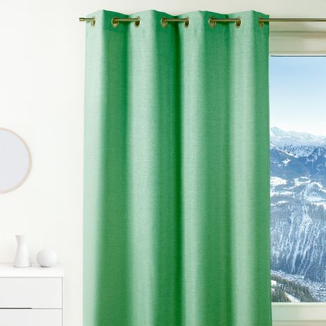 Rideau uni occultant et isolant thermique avec doublure polaire Vert clair 140x260 cm