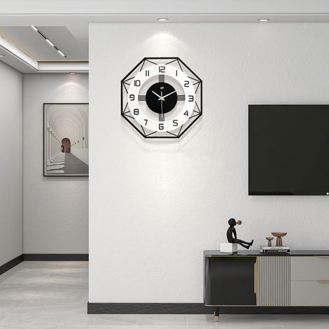 Grande horloge murale pour décoration de salon, horloge murale moderne silencieuse pour la maison, la cuisine, la chambre à coucher, grande horloge murale décorative, sans tic-tac, fonctionne (1/5)