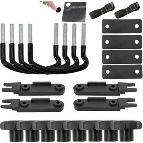 Lot de 4 fixations en U pour coffre de toit de voiture - Kit de montage - Vis en U - Avec 8 écrous de blocage Heavy Duty - Support de coffre de toit - Kit d'accessoires d'installation，