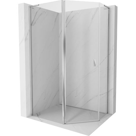 Mexen Mist L Fünfeck-Duschkabine asymmetrisch schwenkbar 90 x 80 cm, transparent, Chrom - 8A8L-090-080-01-00 (1/5)