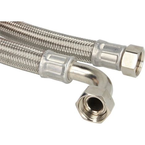 Flexible de raccordement 700 mm 1’’ FF x 1’’ FF coude 90° zingué